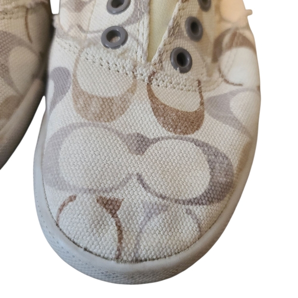 COACH Katie Slip-On Sneakers - Cream and Brown Logo No Lace (Elastic) Size 9.5B - Picture 8 of 14